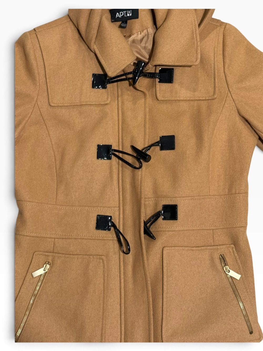 APT. 9 Camel Hooded Toggle Coat – Women’s Size Large - Picture 2 of 3